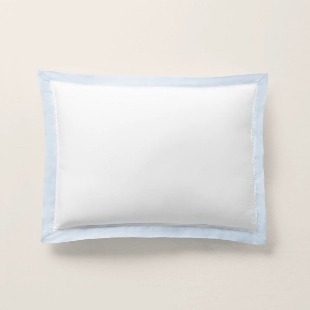 NWOT Ralph Lauren Organic Sateen Border Pillow Blue Hyacinth